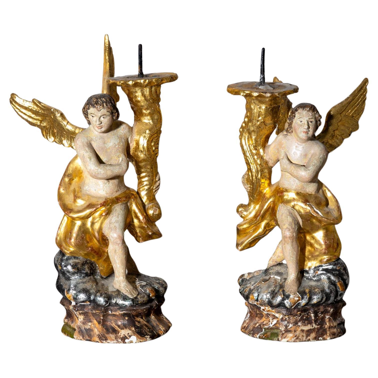 Angel-shaped Altar Candlesticks, 18th Century