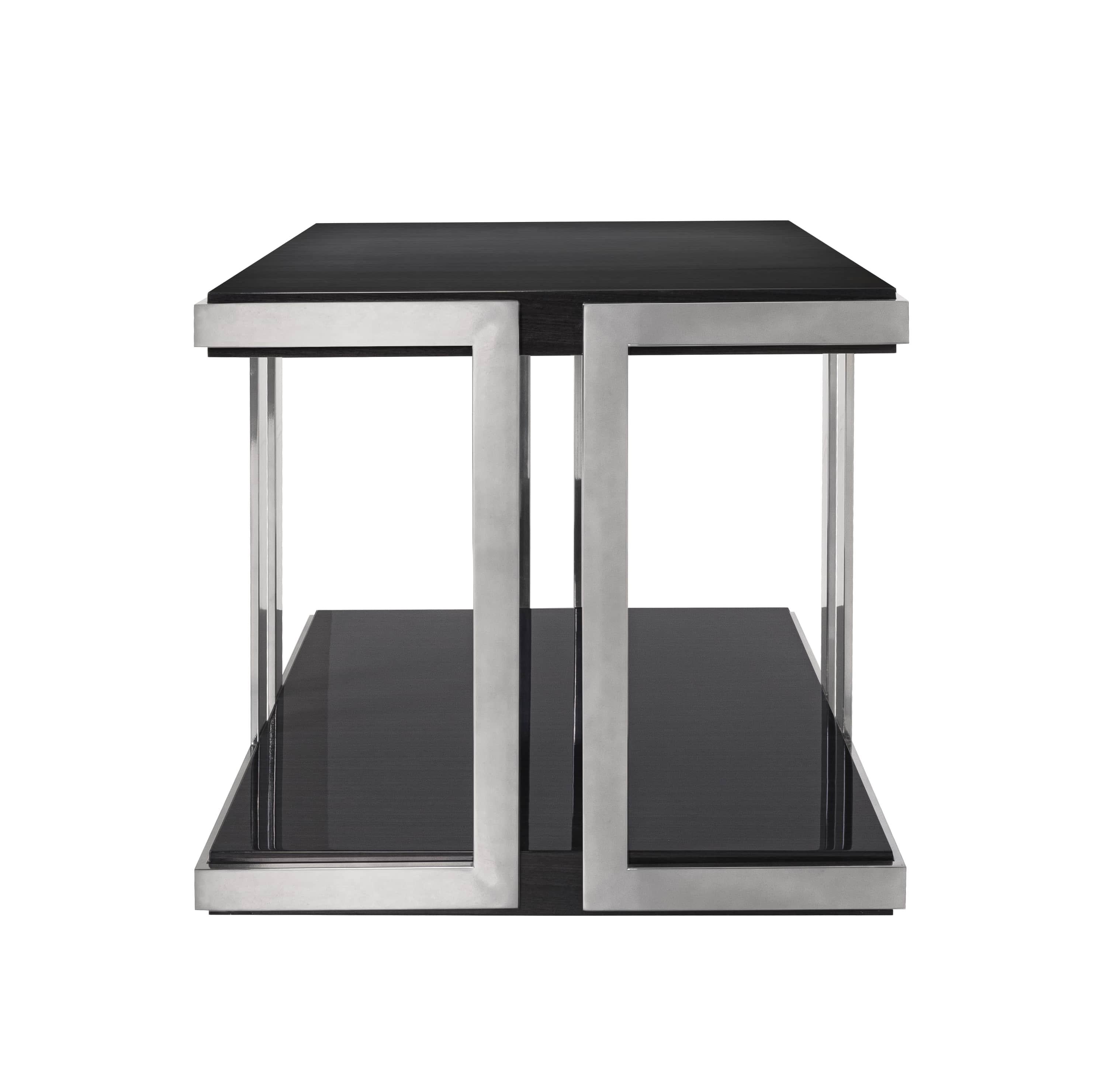 Portugais Table d'appoint Angel en Oak Oak et structure en acier inoxydable poli en vente