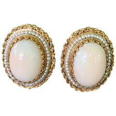 Angel Skin Coral 14 Karat Gold Clip-On Earrings