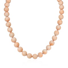 Angel skin coral bead and gold necklace