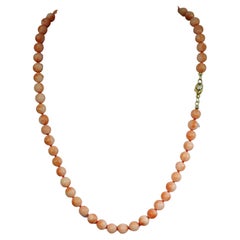 Angel Skin Coral Bead Necklace with 585 Gold Clasp