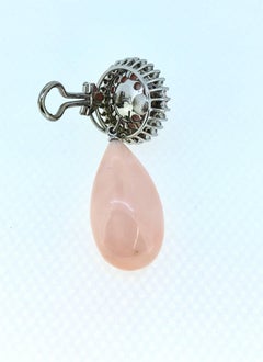 Angel-Skin Coral Cabochon Earrings with Diamonds