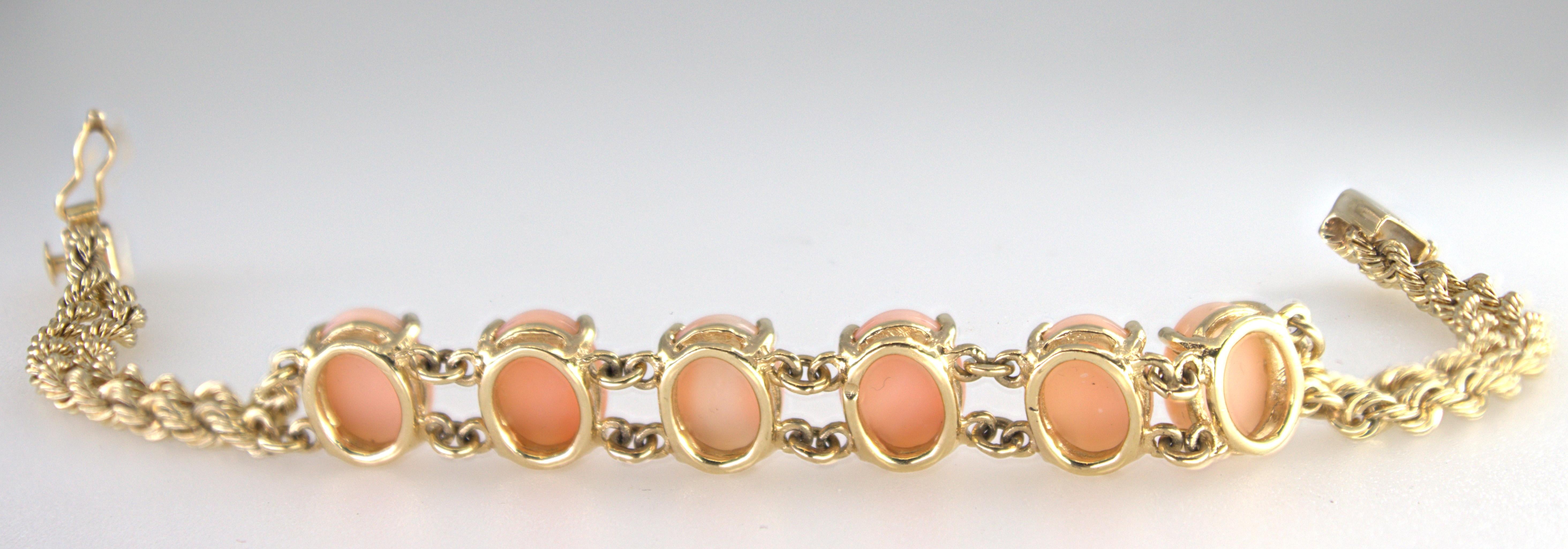 Angel Skin Coral, Diamond, 14K Yellow Gold Jewelry Suite In Good Condition For Sale In Pleasant Hill, CA