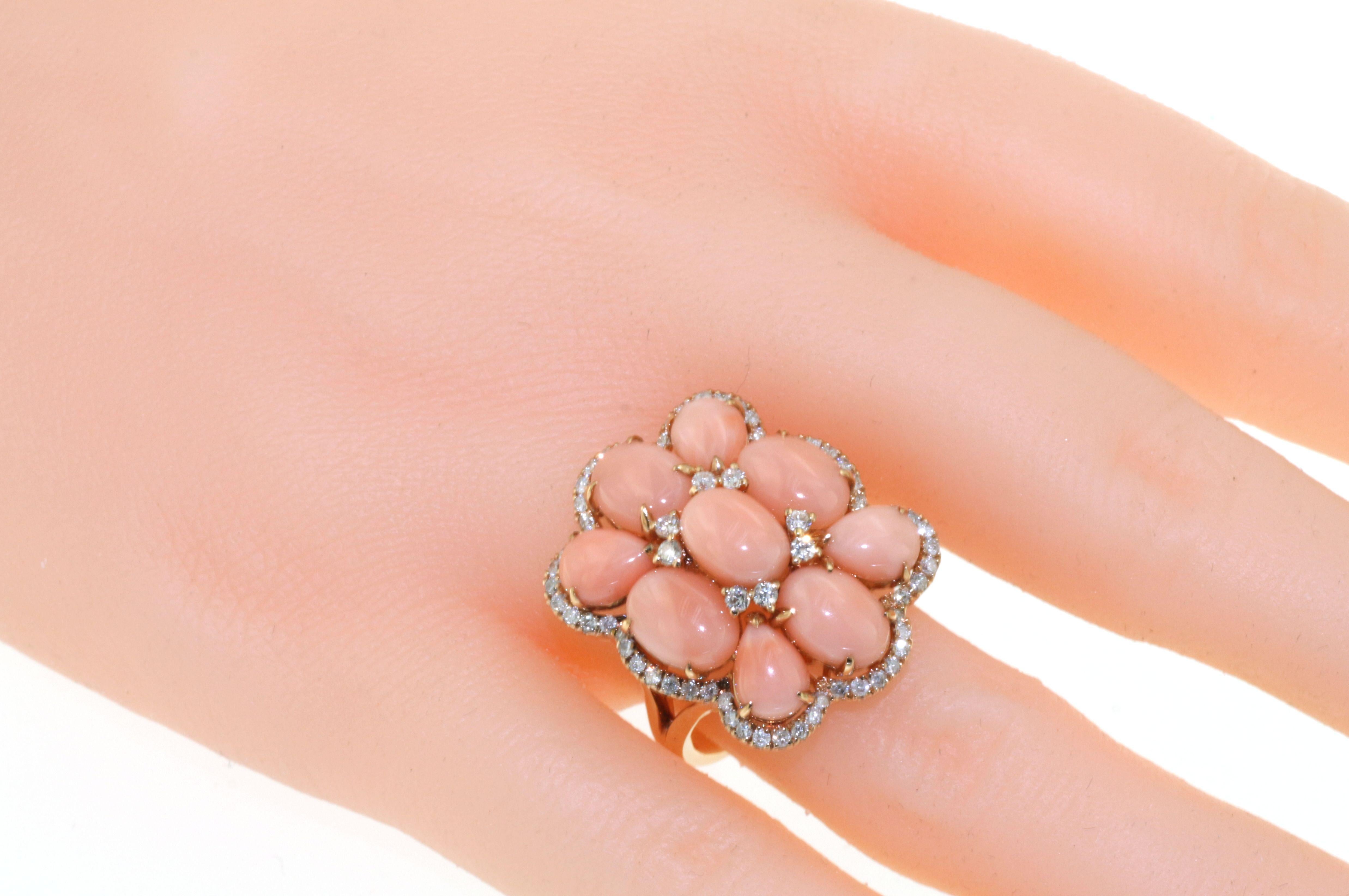 Angel Skin Korallen-Diamantring aus 18 Karat Roségold (Zeitgenössisch)