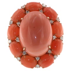 Angel Skin Coral Diamond Ring in 18 Karat Rose Gold