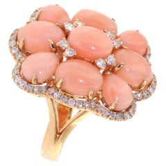 Angel Skin Coral Diamond Ring in 18 Karat Rose Gold