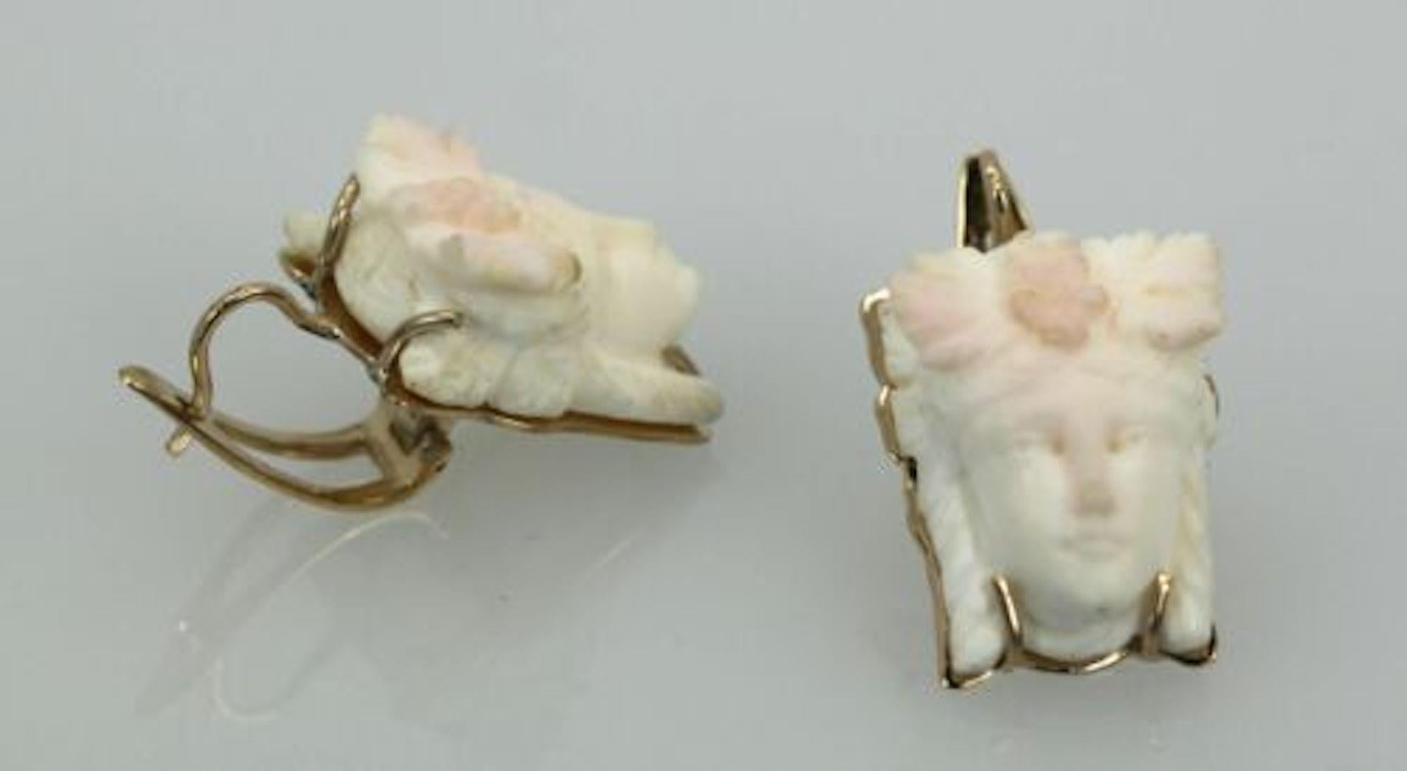 carved coral earrings