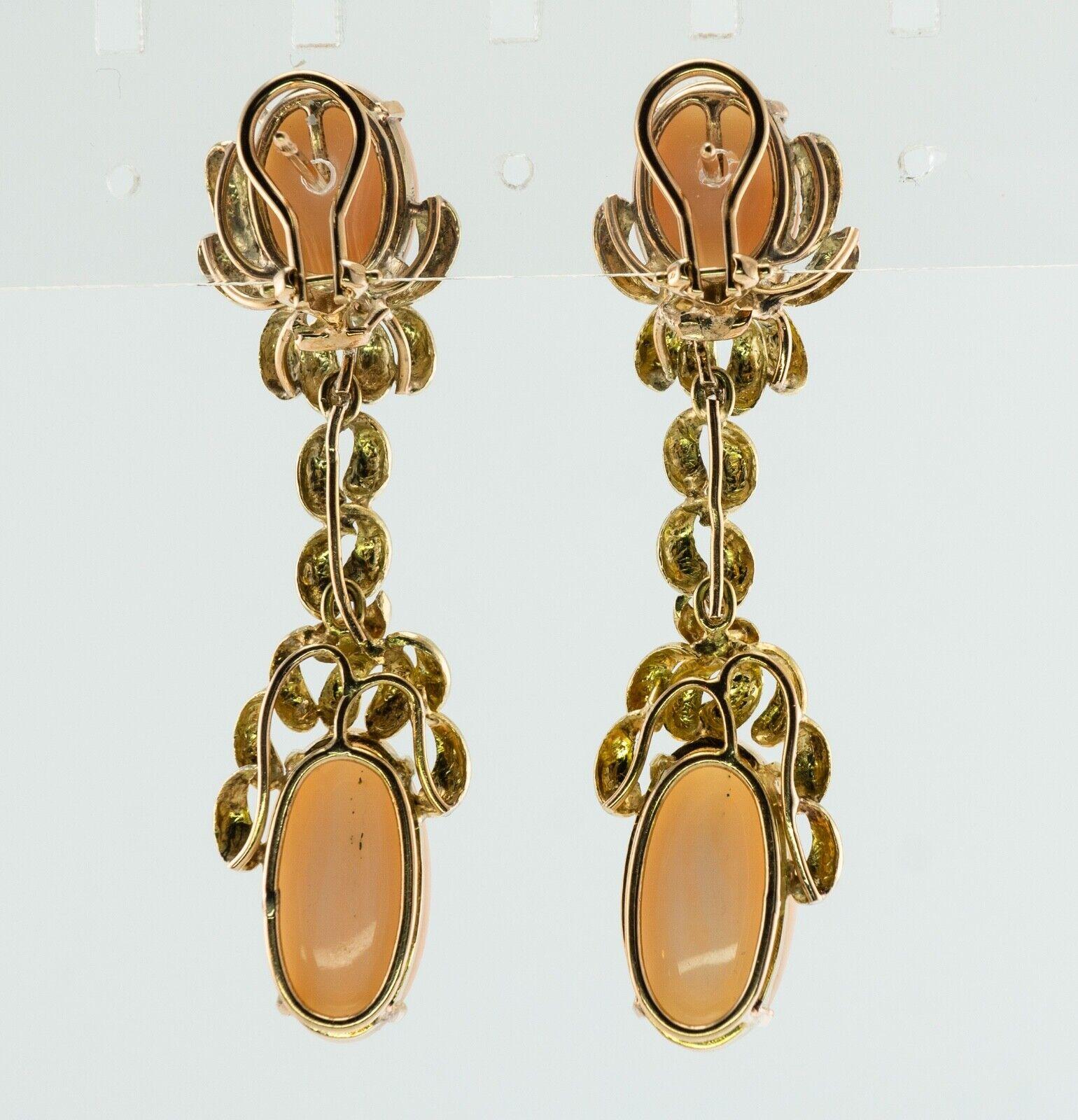 Angel Skin Coral Earrings Dangle 14K Gold Estate For Sale 2