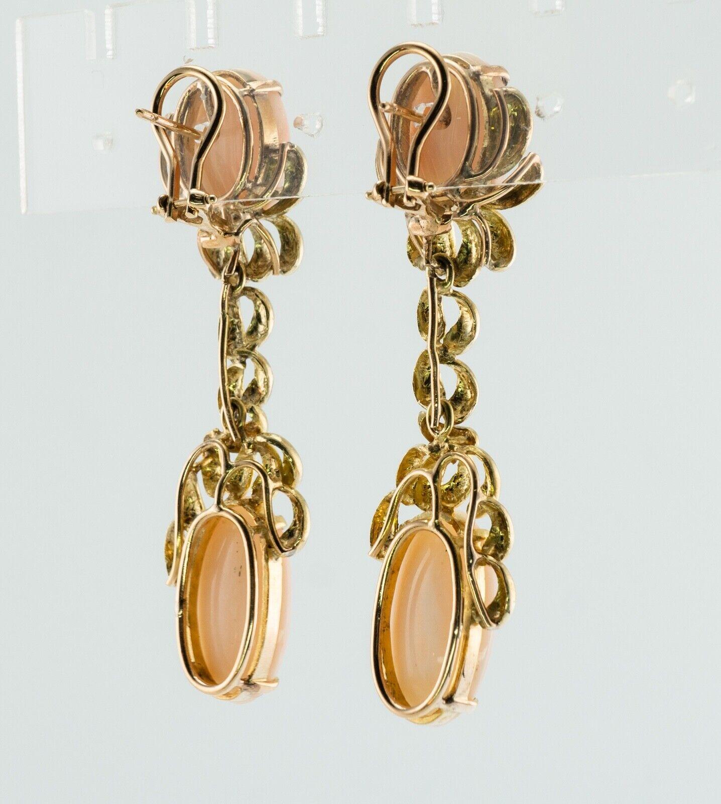 Angel Skin Coral Earrings Dangle 14K Gold Estate For Sale 4