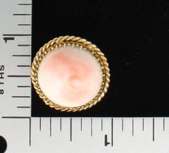 Angel Skin Coral Earrings Set in 14 Karat Yellow Gold, circa 1930