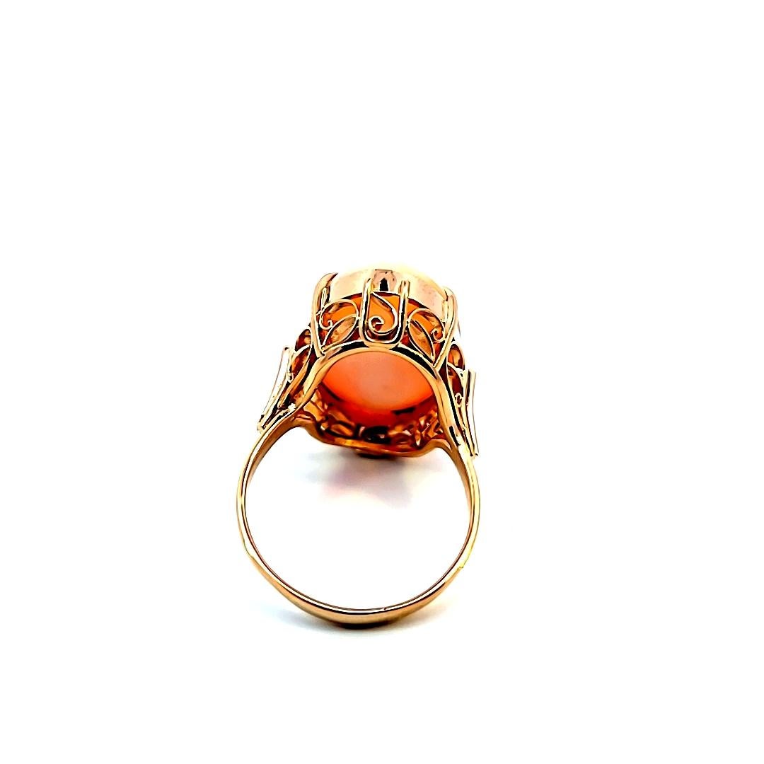 Oval Cut Angel Skin Coral Ring