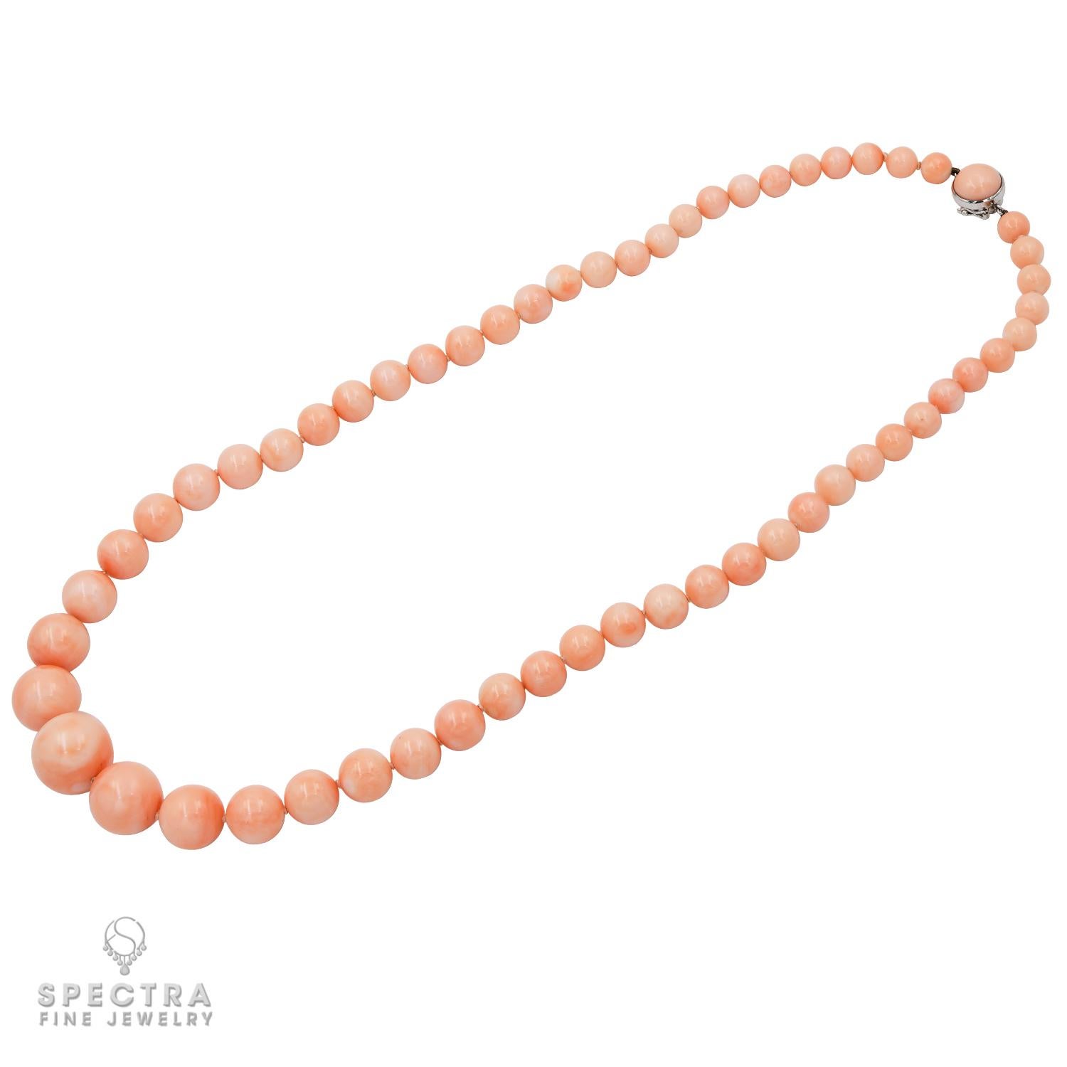 Round Cut Natural Coral Bead Riviera Necklace For Sale