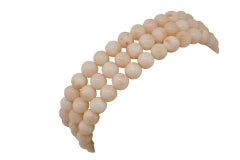 Pink Coral Spheres, 18K Yellow Gold Closure Link Bracelet