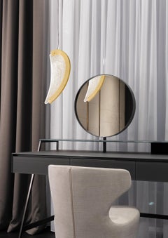 Angel Small Suspension Lamp, Brushed Matt Gold, Pulegoso Transparent Glass