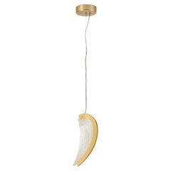 Angel Small Suspension Lamp, Brushed Matt Gold, Pulegoso Transparent Glass