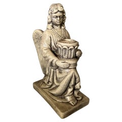 Statue et bougeoir de jardin en pierre d'ange et ciment moulé