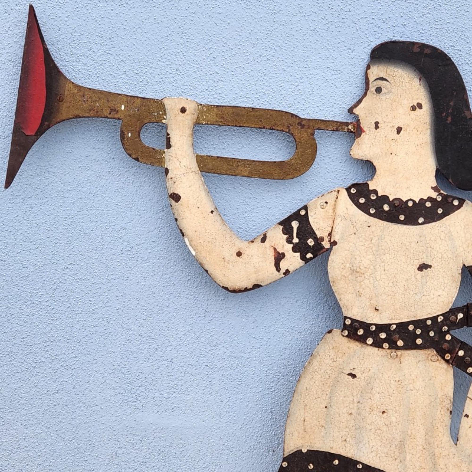 English Angel Trumpeter, Original Hand Painted Recovery Weapon England Early 20th C. For Sale