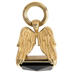 Angel Wing Fob in 14 Karat Yellow Gold with Black Onyx