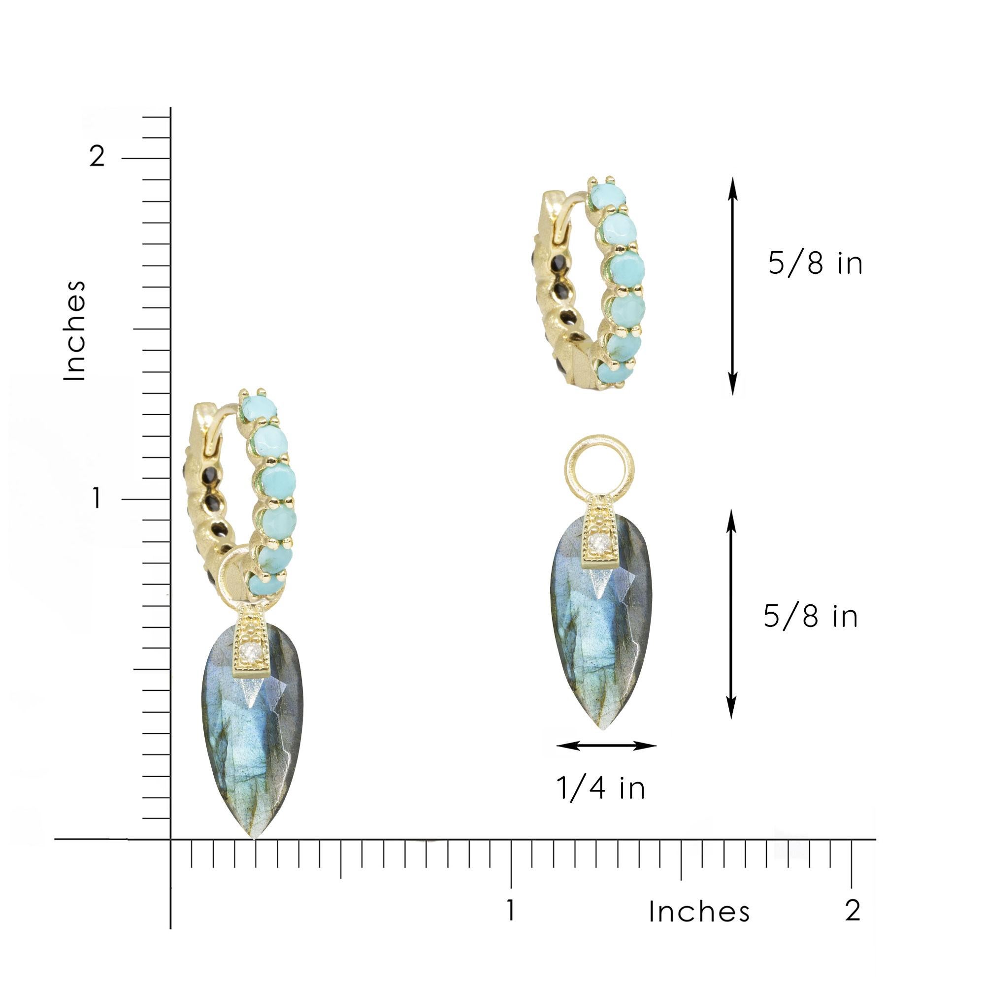 Women's or Men's Angel Wings Labradorite Gold 18k Earring Charms