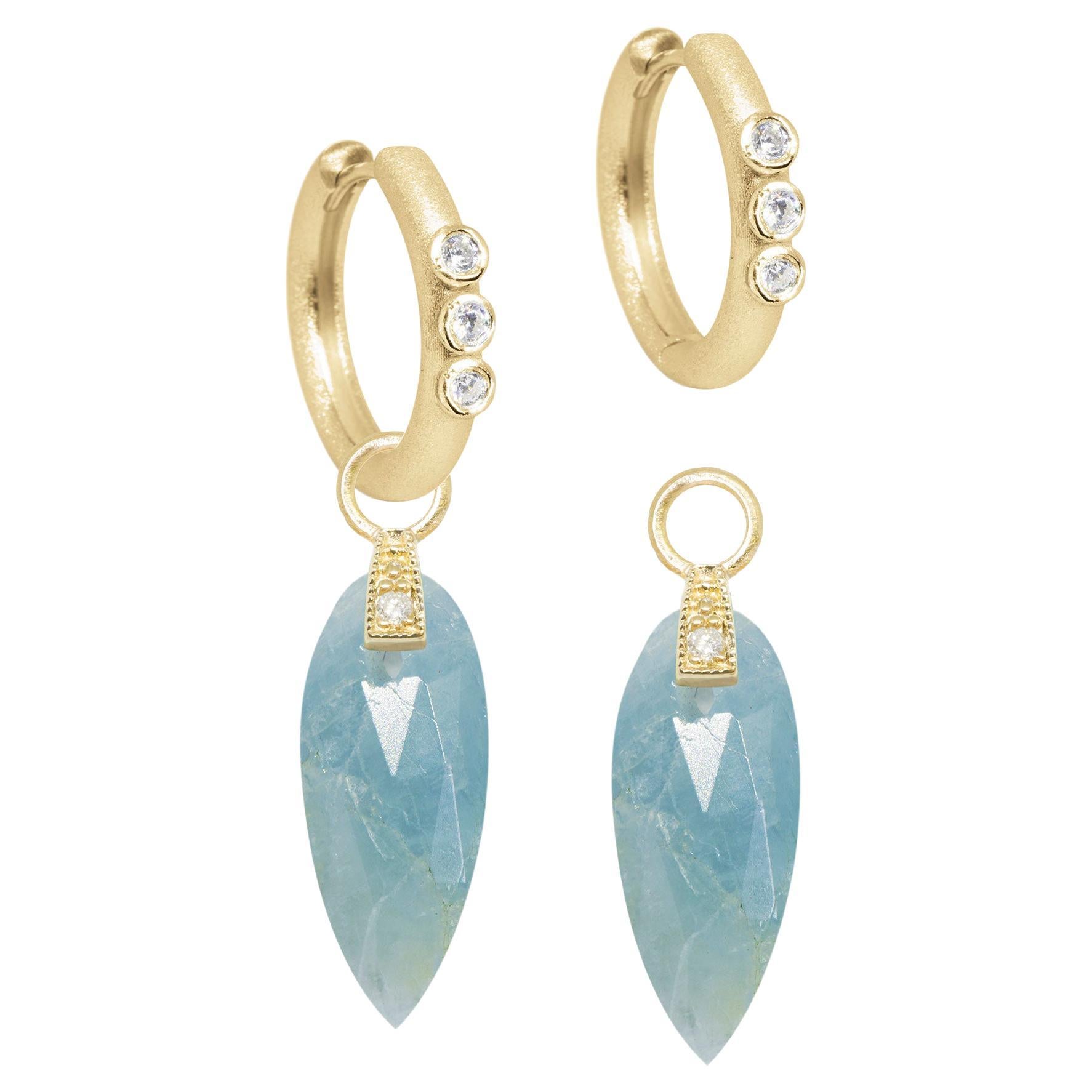 Engelflügel Aquamarin Gold 18k Ohrringe Charms