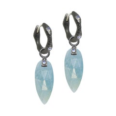Angel Wings Aquamarine Silver Earring Charms