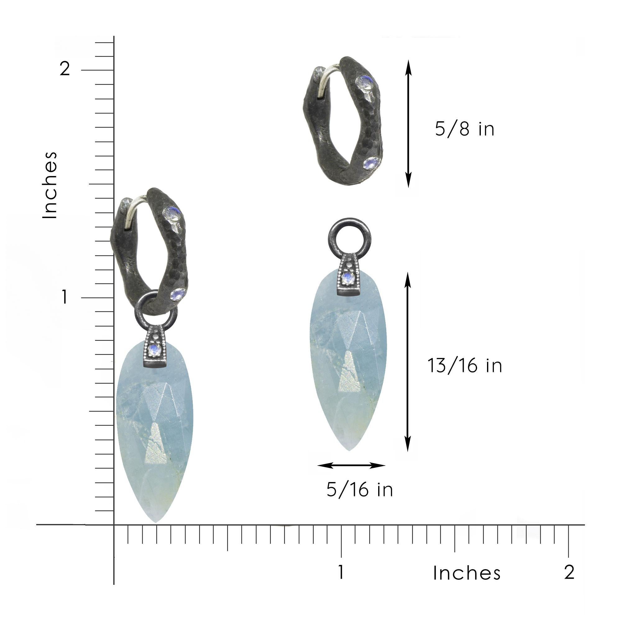 Angel Wings Aquamarine Silver Earring Charms In New Condition For Sale In Denver, CO