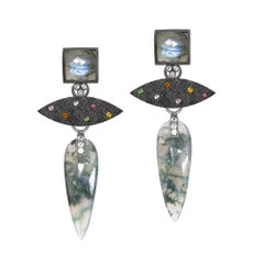Angel Wings Moss Agate Earrings