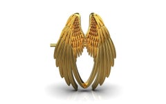 Angel Wings Brooch, 18K Gold
