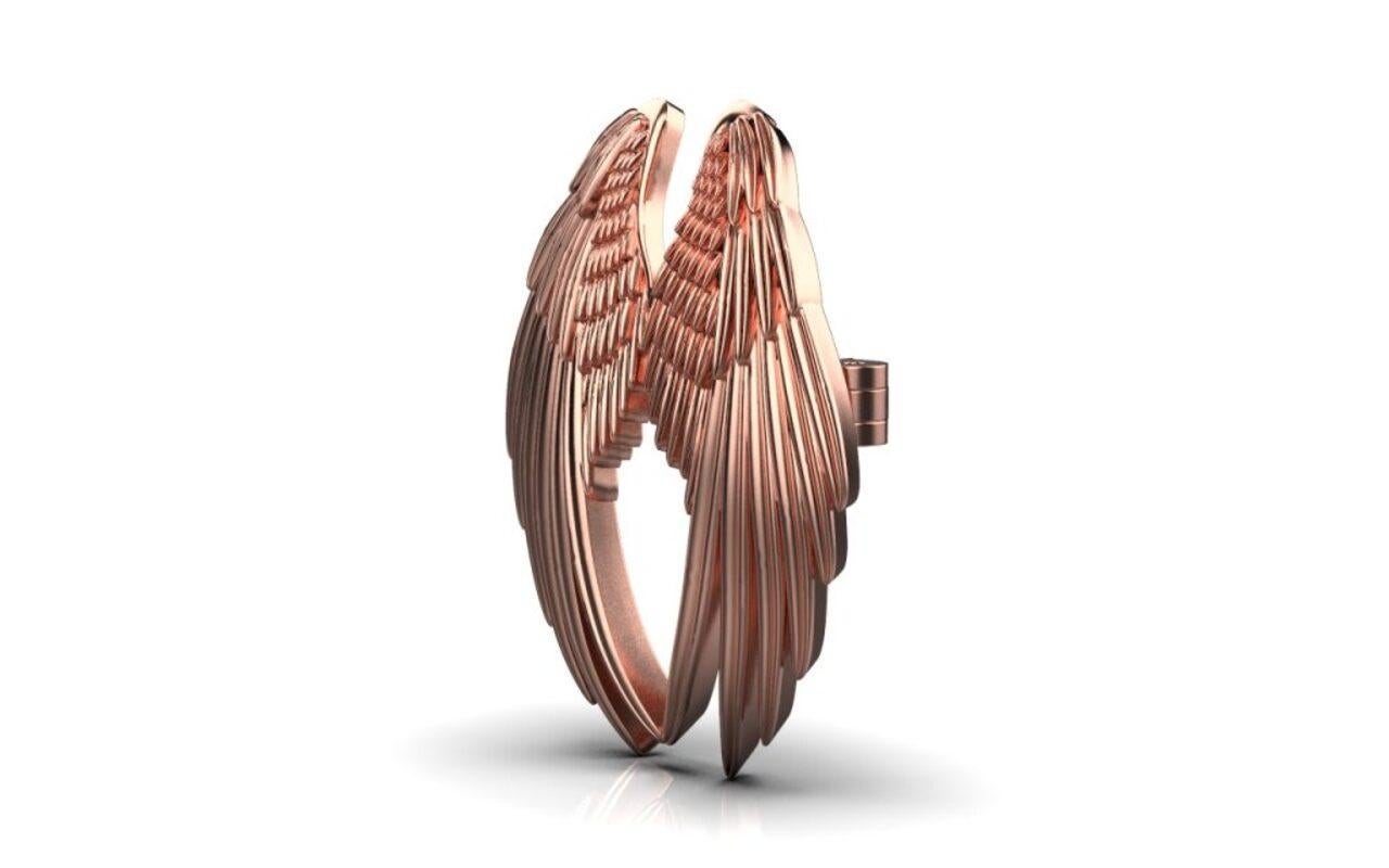 Women's or Men's Angel Wings Brooch, 18K Rose Gold For Sale