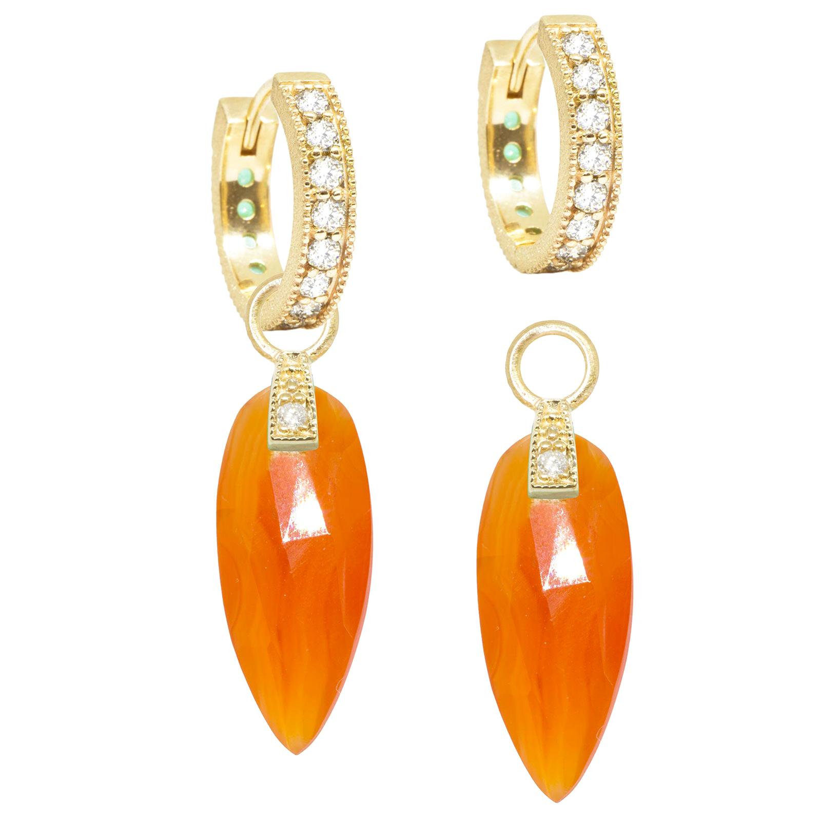 Angel Wings Carnelian 18 Karat Gold Earrings For Sale