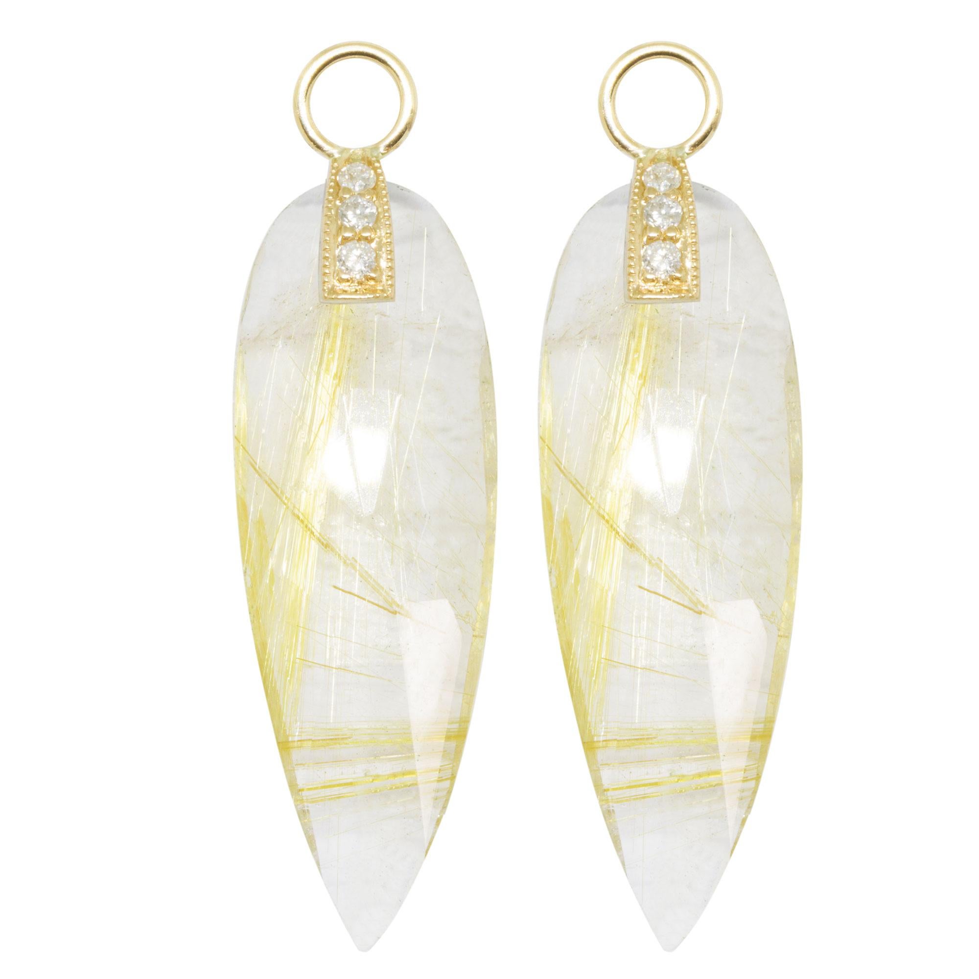 Contemporary Angel Wings Gold Tourmaline Quartz 18 Karat Gold Earrings For Sale