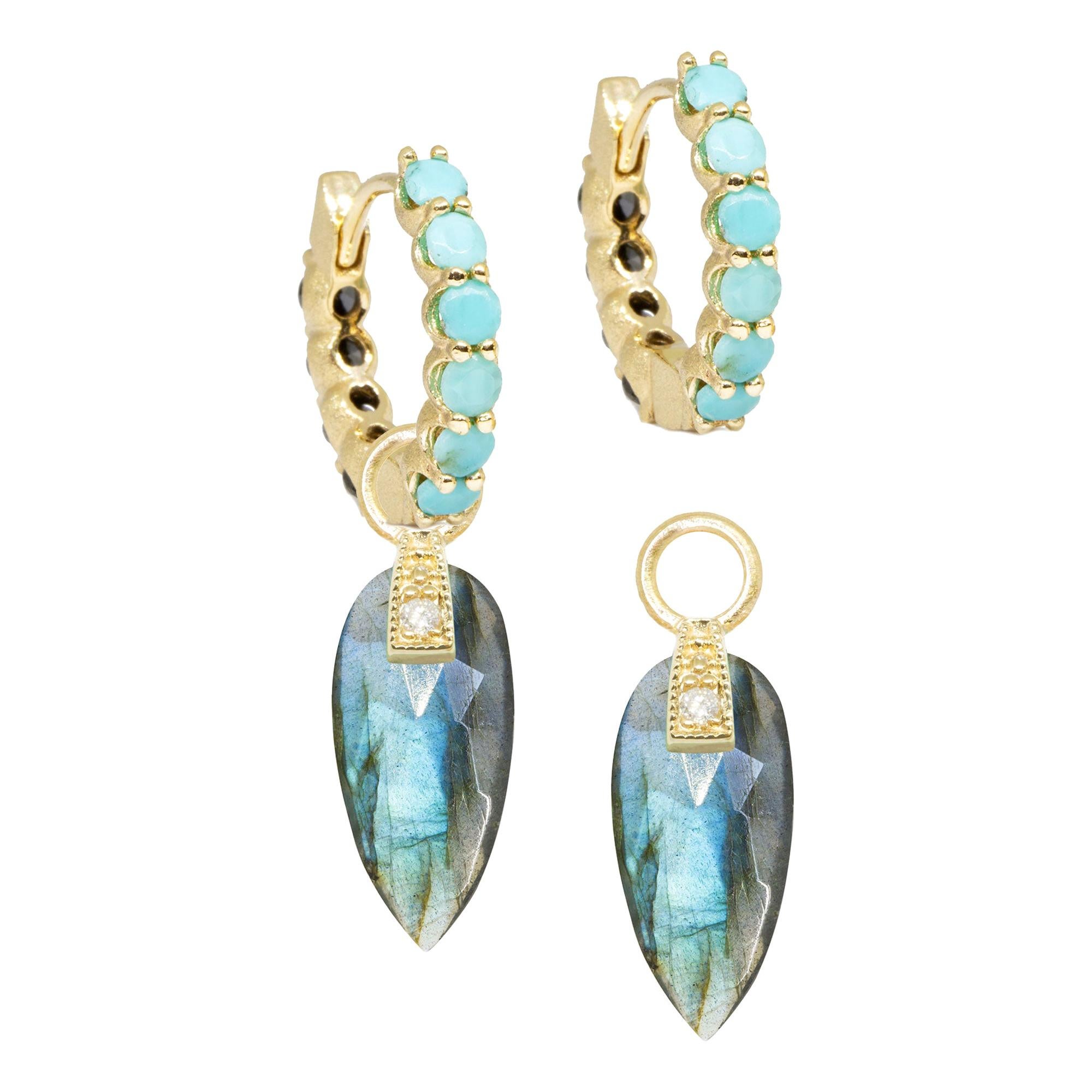 Angel Wings Labradorite Gold 18k Earring Charms For Sale at 1stDibs
