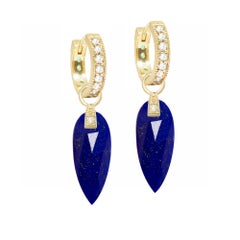 Angel Wings Lapis Reversible Convertible 18 Karat Gold Hoop Earrings