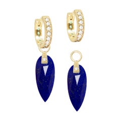 Angel Wings Lapis Reversible Convertible 18 Karat Gold Creolen Ohrringe