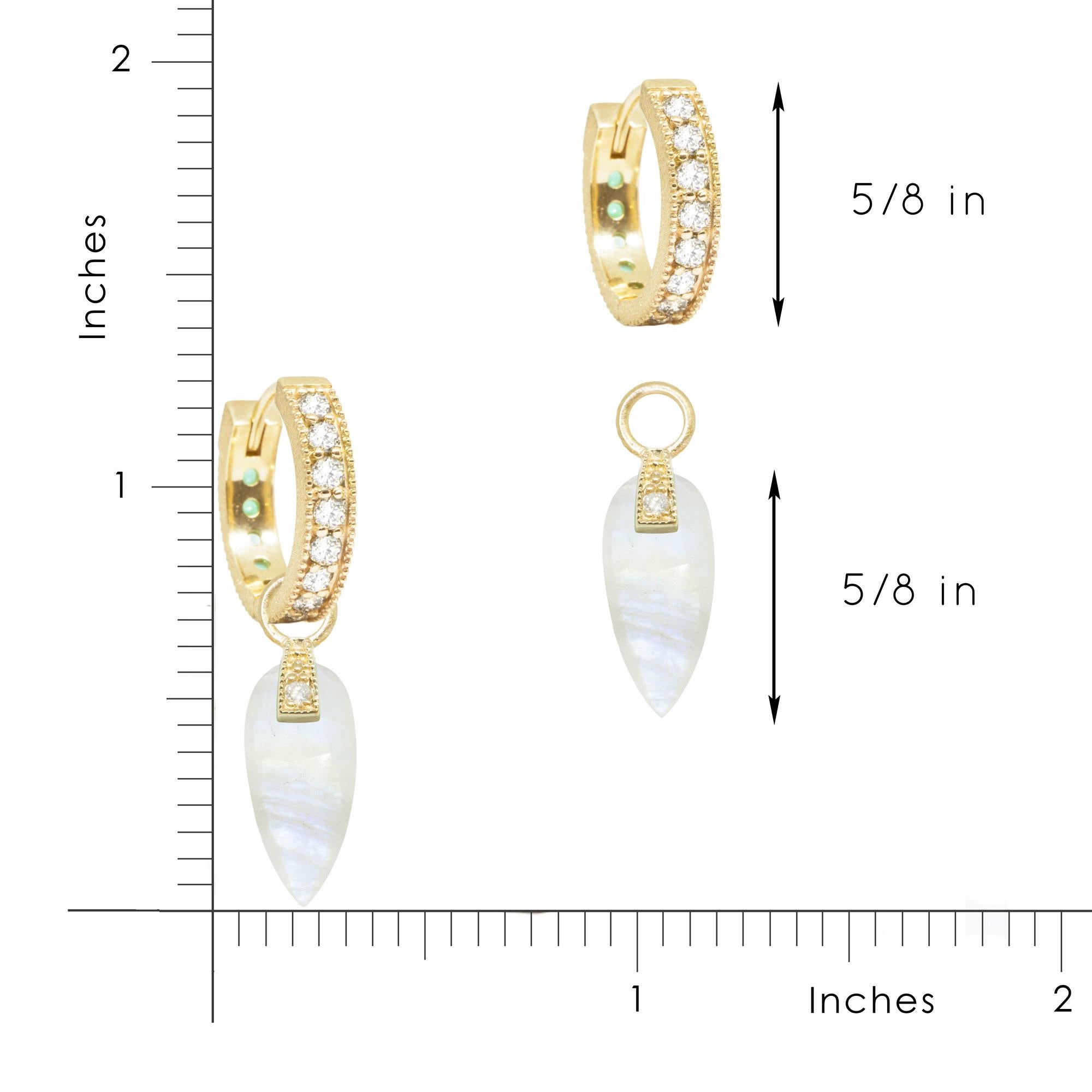 Women's or Men's Angel Wings Moonstone 18 Karat Gold Earrings For Sale
