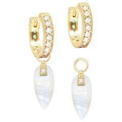 Angel Wings Moonstone 18 Karat Gold Earrings