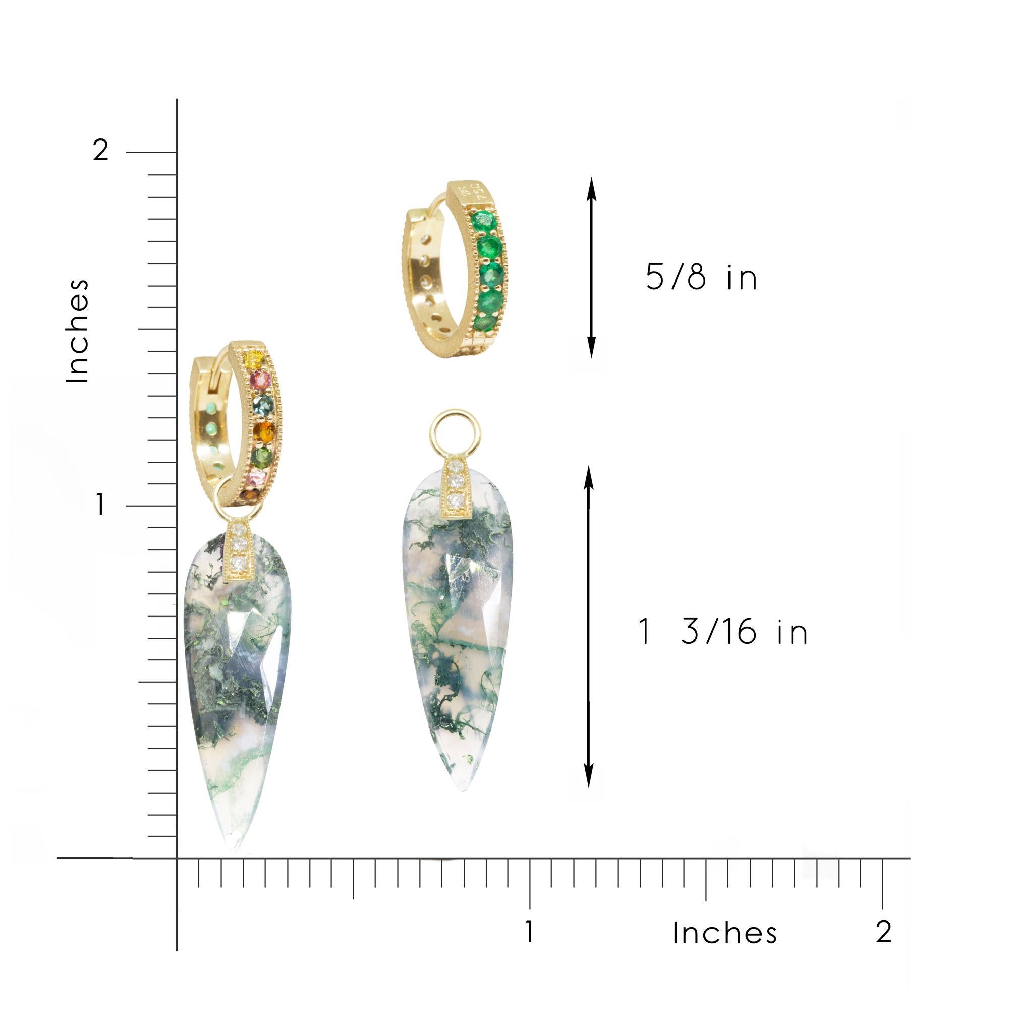 Angel Wings Moss Agate Charms und aufwändige 18 Karat Gold Wendbare Huggies im Zustand „Neu“ im Angebot in Denver, CO