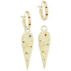 Angel Wings Multi Tourmaline 18 Karat Gold Earrings