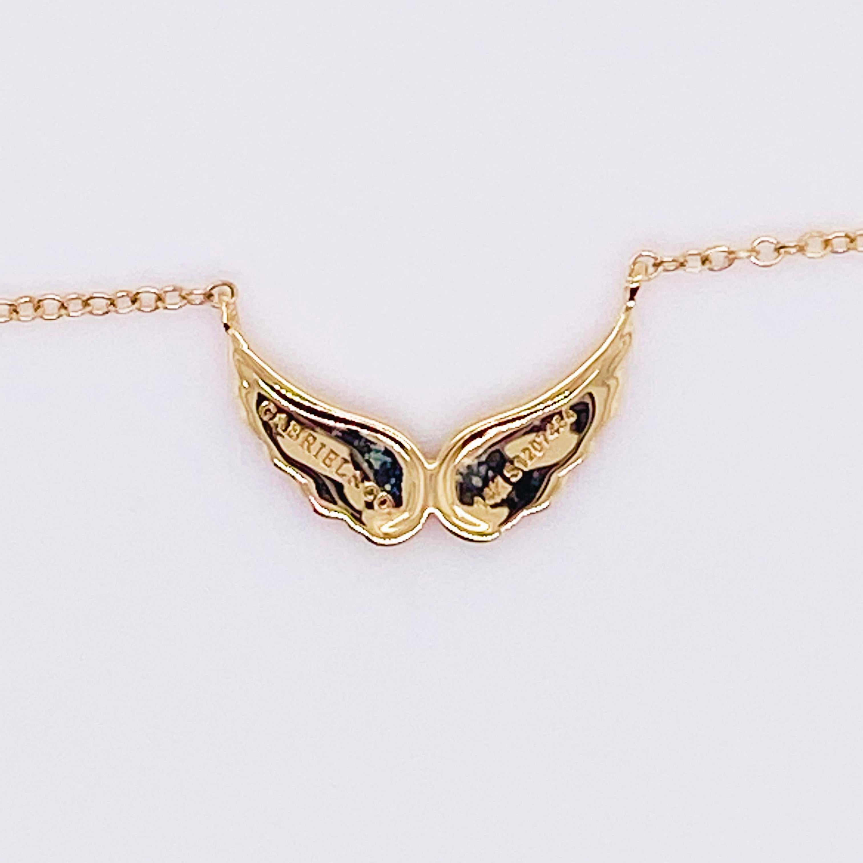 Collier d'ailes d'ange en or jaune 14 carats, pendentif d'angle NK6477Y4JJJ Pour femmes en vente