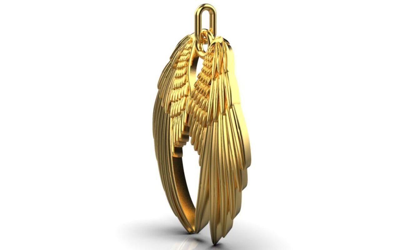 Women's or Men's Angel Wings Pendant, 18K Gold For Sale