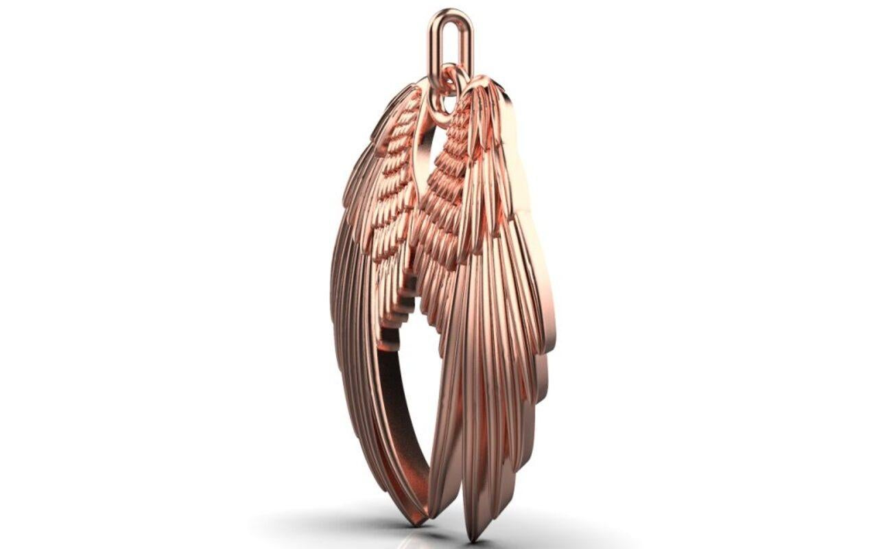 Modern Angel Wings Pendant, 18K Rose Gold For Sale