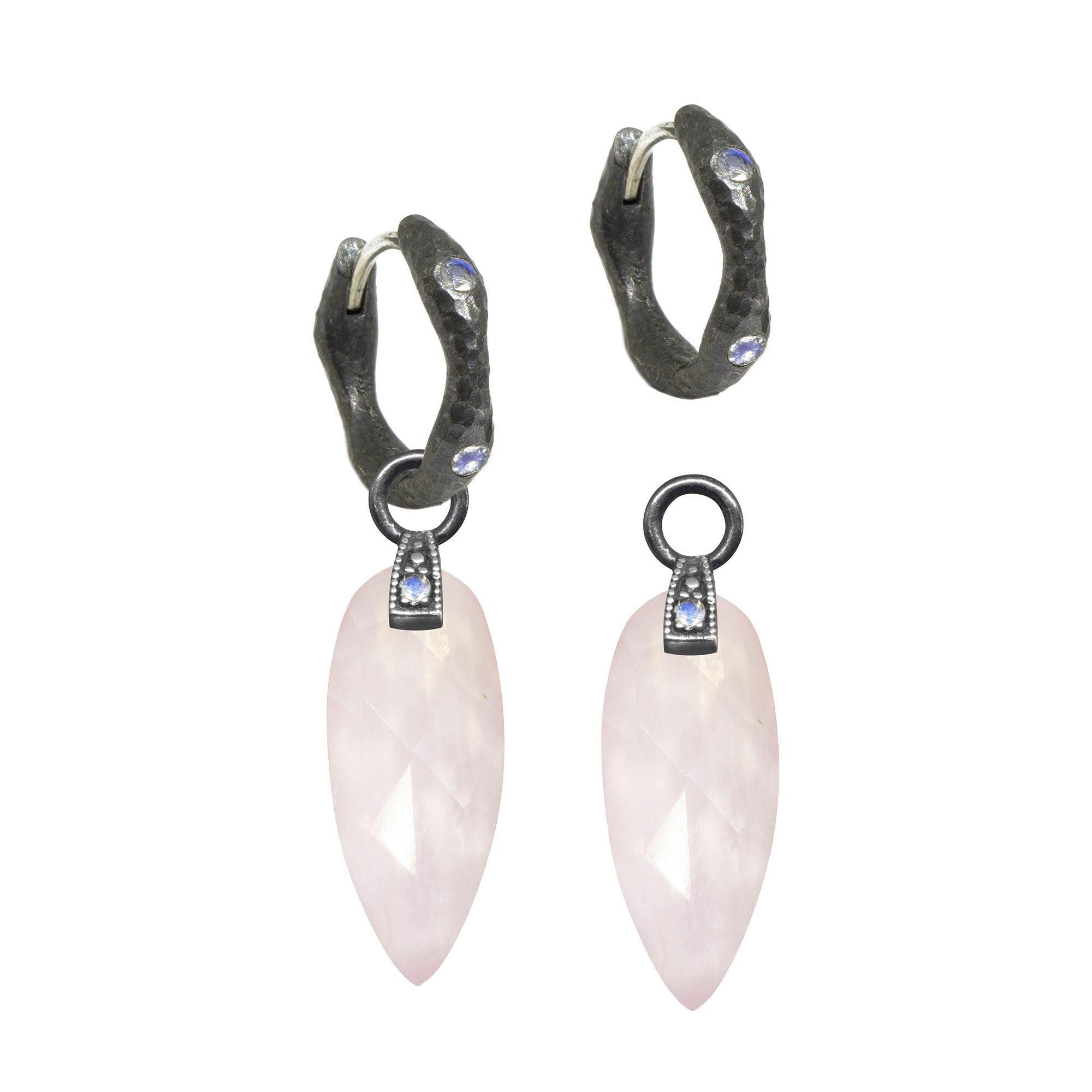 Angel Wings Rose Quartz Silver Earring Charms For Sale