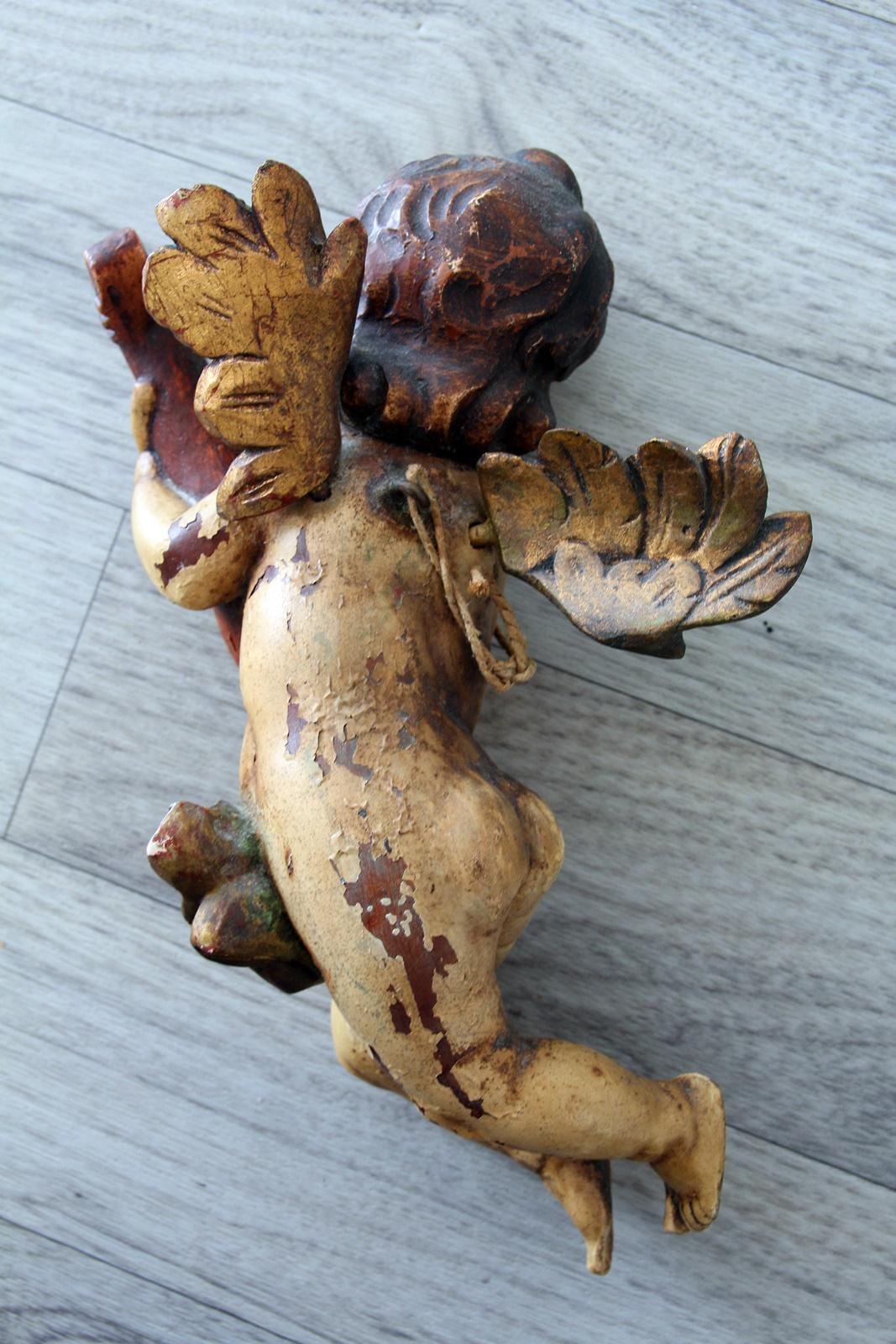 Angel Wood Handmade Putting Baroque Carving For Sale 5