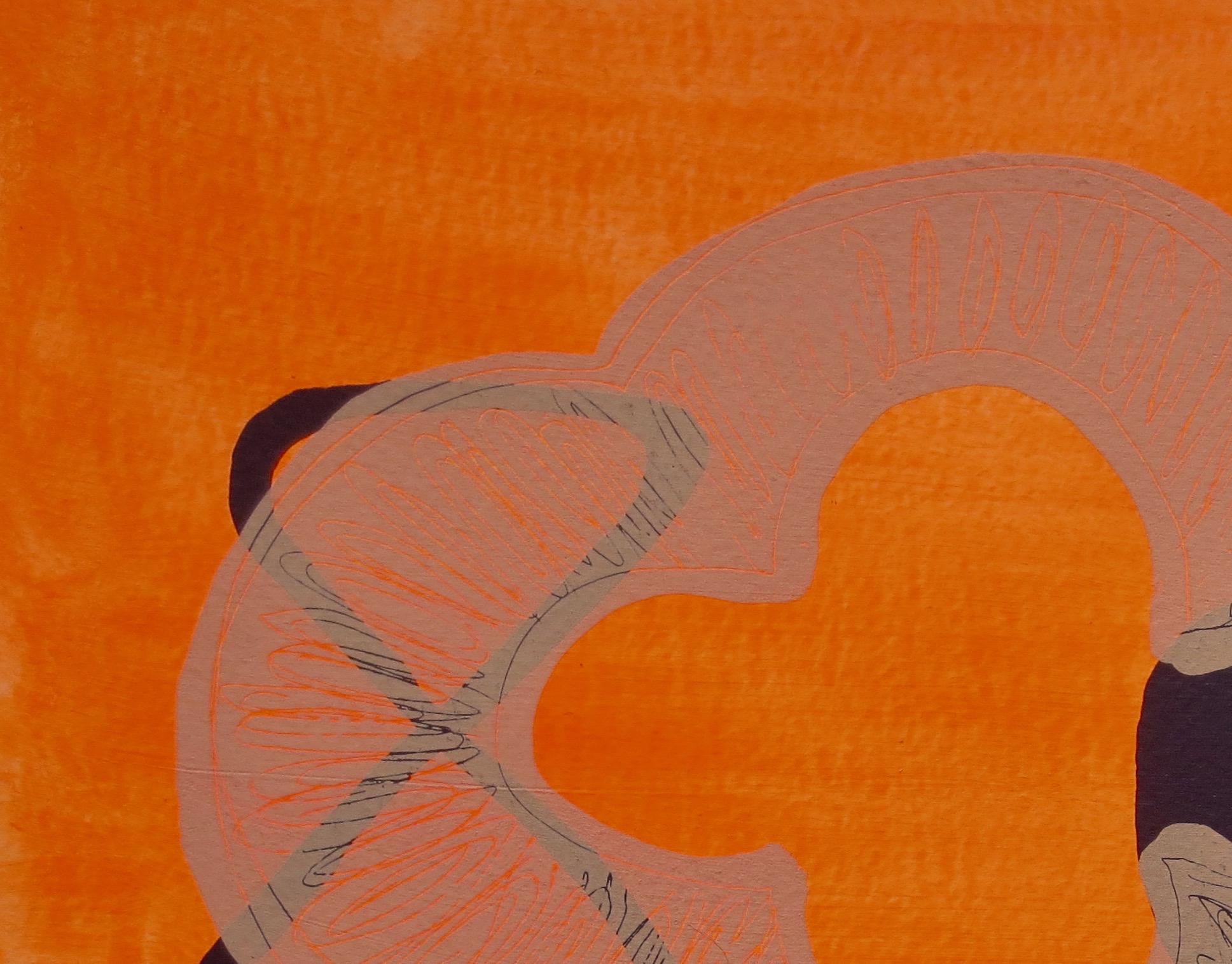 Tono cálido, impresión abstracta naranja brillante sobre papel en venta 1