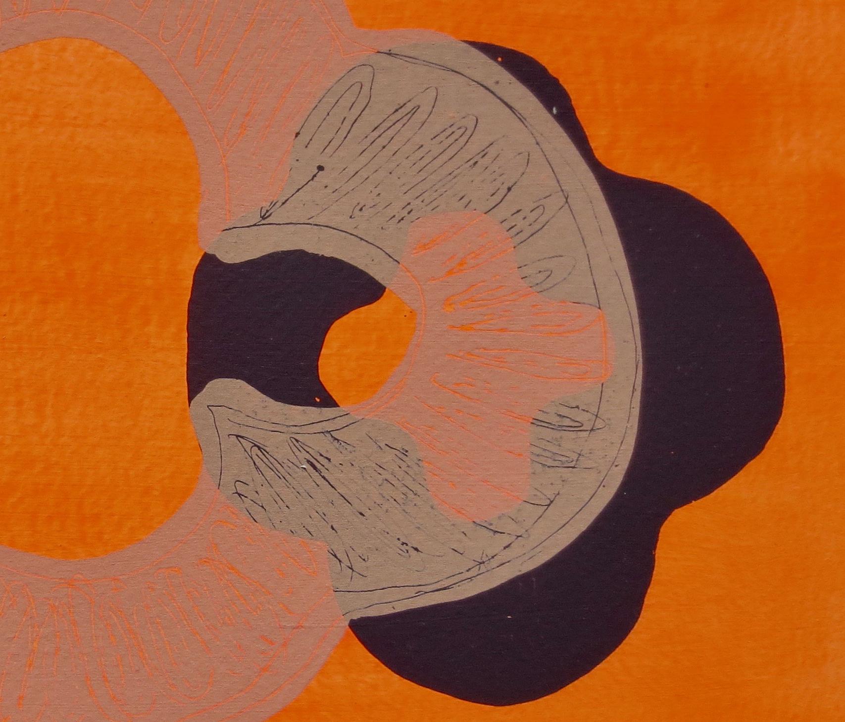 Warm Shade, bright orange abstract print on paper - Contemporary Mixed Media Art by Angela A'Court