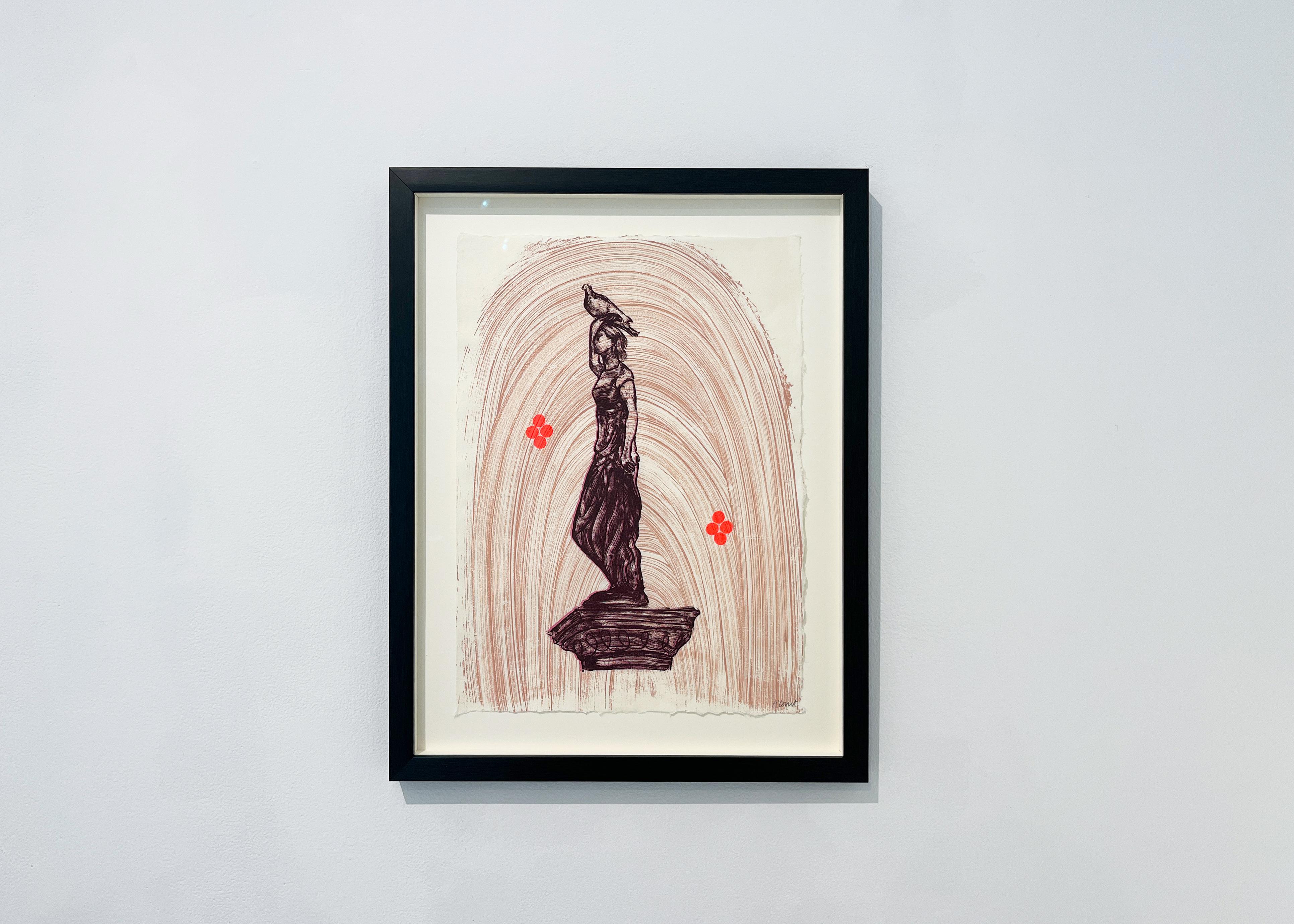Palais du Luxembourg, figurale, rosa, neon, viola, motivo, pennellate, uccello - Print di Angela A'Court