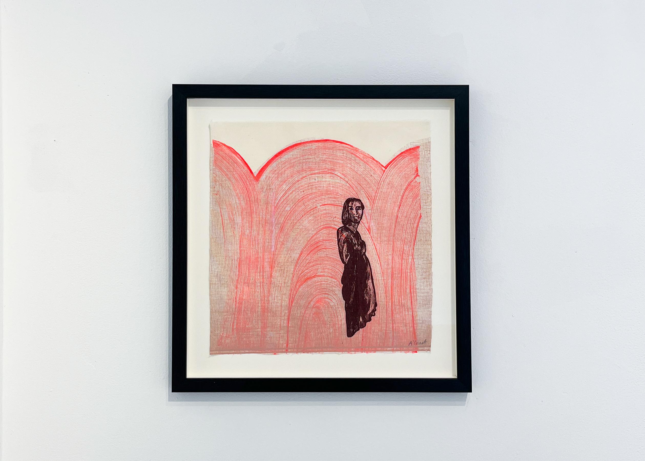 Pinault, figural, pink, neon, purple, pattern, brushstrokes - Print by Angela A'Court