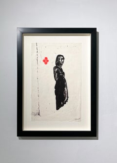 Stillness, figuratif, noir, rose, sérigraphie