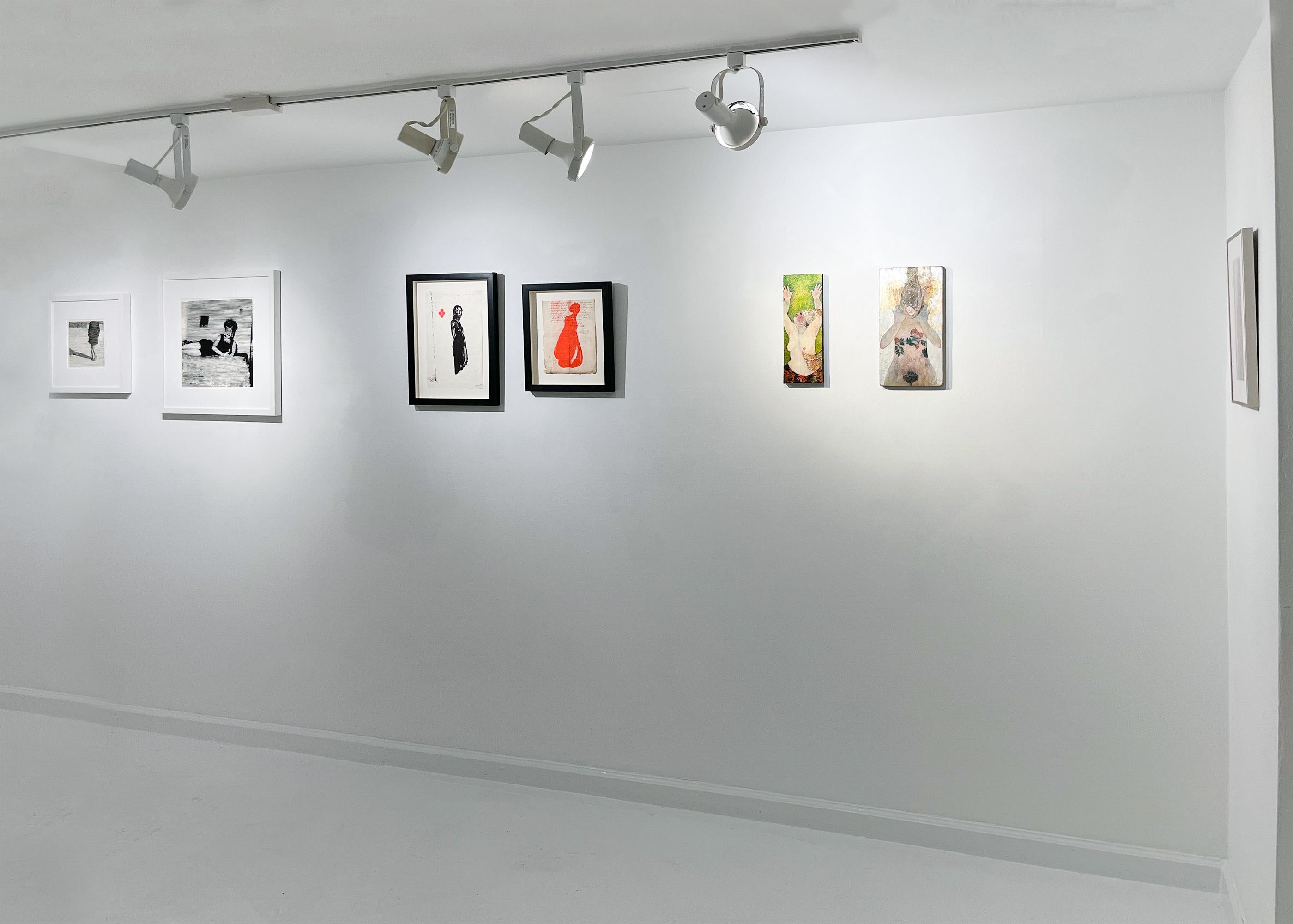 Stillness, figurativo, nero, rosa, serigrafia in vendita 3