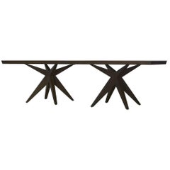 Angela Adams Double Bonfire Dining Table, Walnut, Seats 12, Handcrafted, Modern